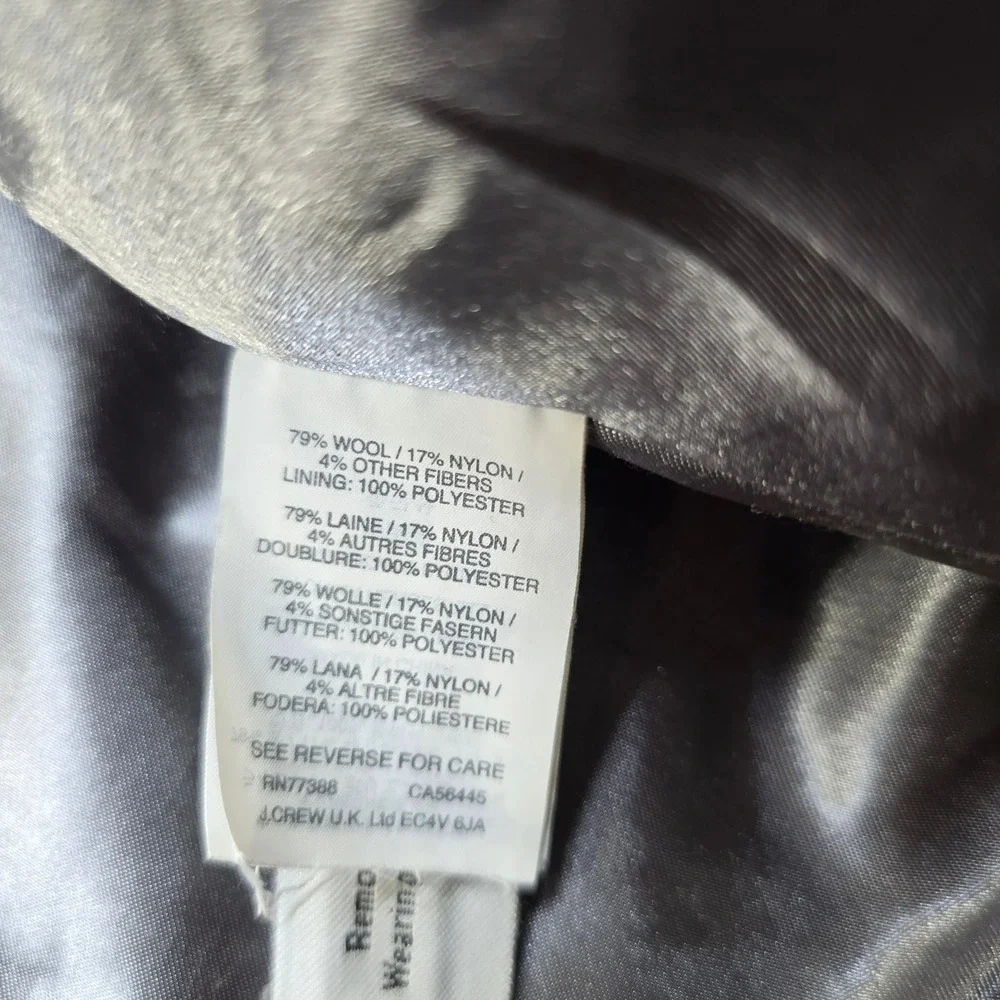 J Crew Duffle Coat Womens XS 0‎ Grey Melton Wool Italy Hood Toggle Peacoat